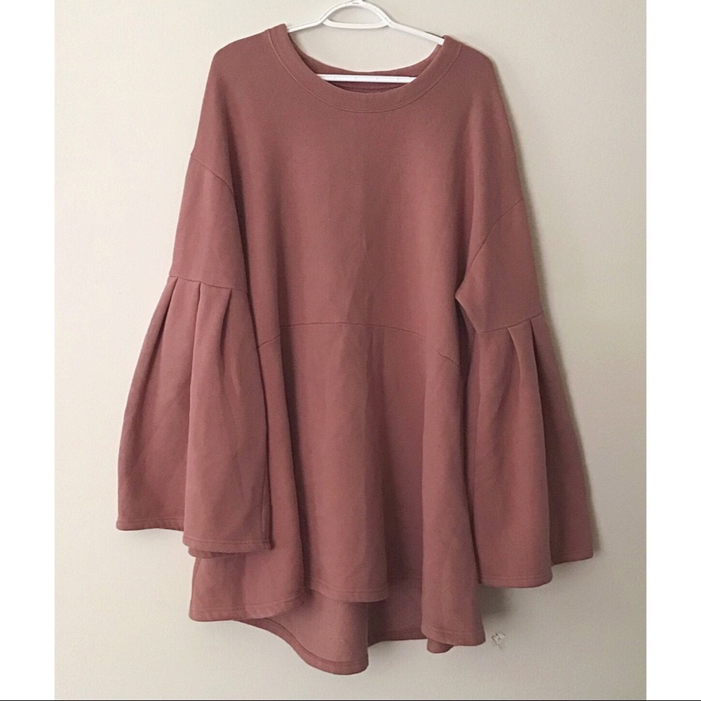 Free People Bell Sleeve Fleece Babydoll Dress